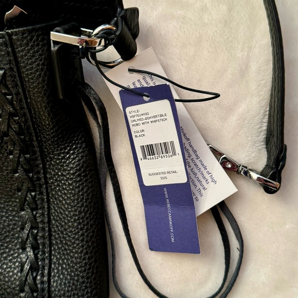 NEW Rebecca Minkoff Black Leather Convertible Hobo with Whipstitch - NWT - Picture 12 of 12